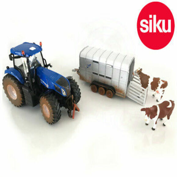 SIKU 1:32 - 8607 Mud Effect New Holland with Ifor Williams trailer